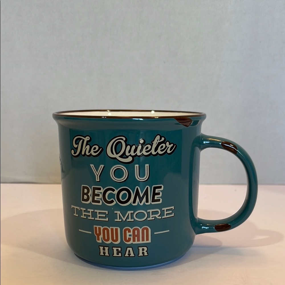Teal Ceramic Mug large capacity 12 oz wide handle USED no issues noted